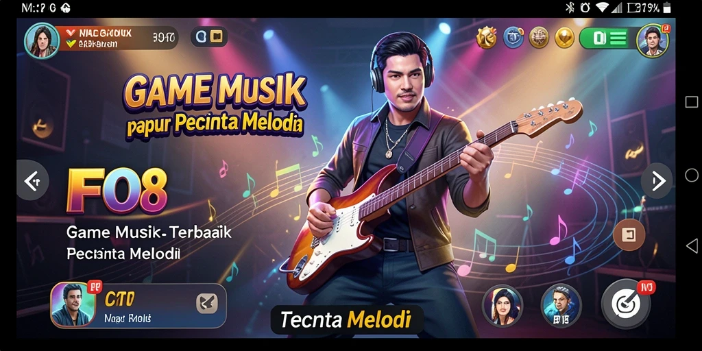 Tampilan permainan FO8 yang seru dan interaktif dalam genre musik.