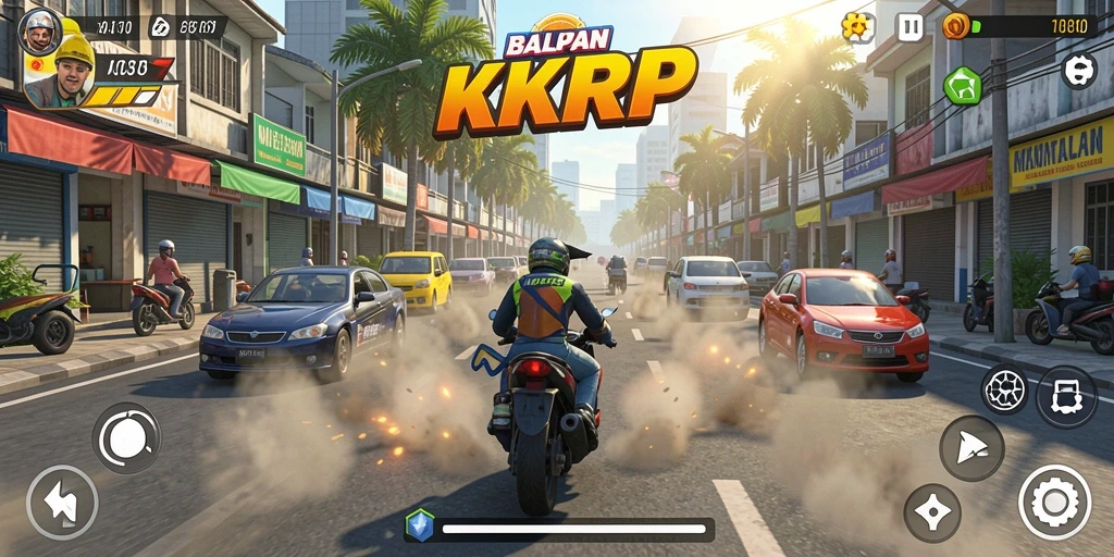 Tangkapan layar KKRP menampilkan aksi balapan yang seru dan mendebarkan di jalanan.