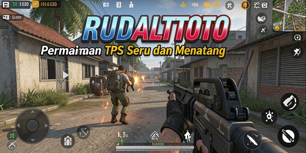 Screenshot RUDALTOTO menampilkan aksi pertempuran mendebarkan dalam mode TPS yang intens.